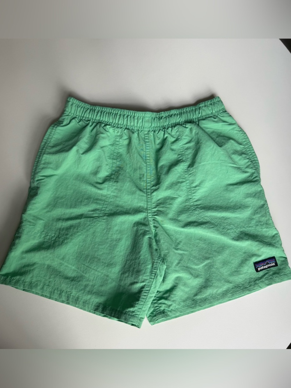 Patagonia Mint Green Pull-On Shorts Size M 10 Kids Lining Brand tag Baggies